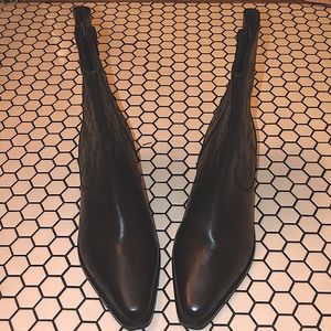 Western leather pointed toe ankle boots